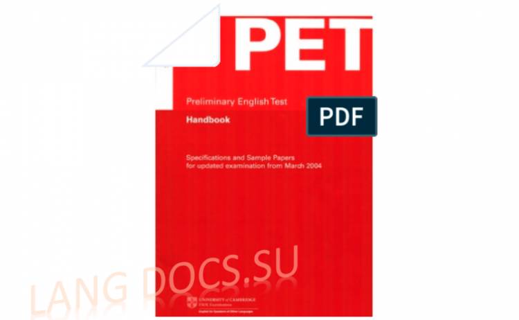 Preliminary English Test (PET) Handbook